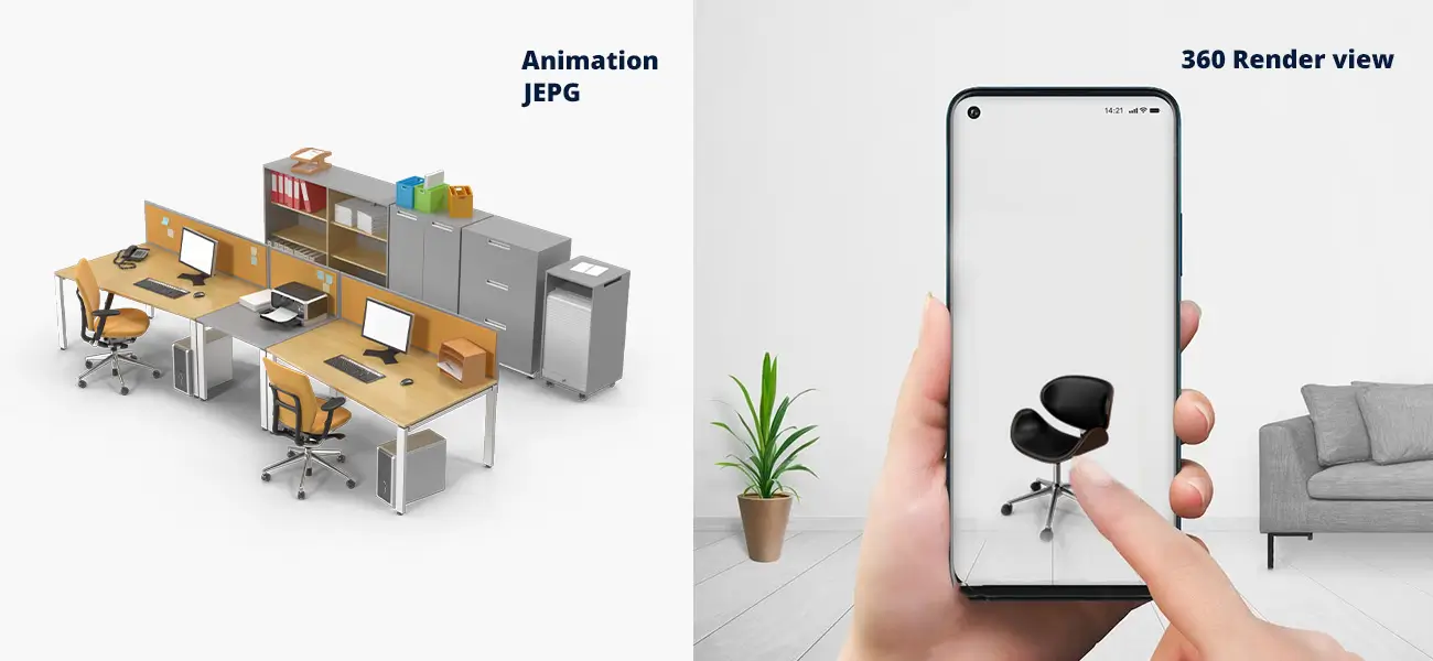 Furniture design can be  presented in multiple 3D formats